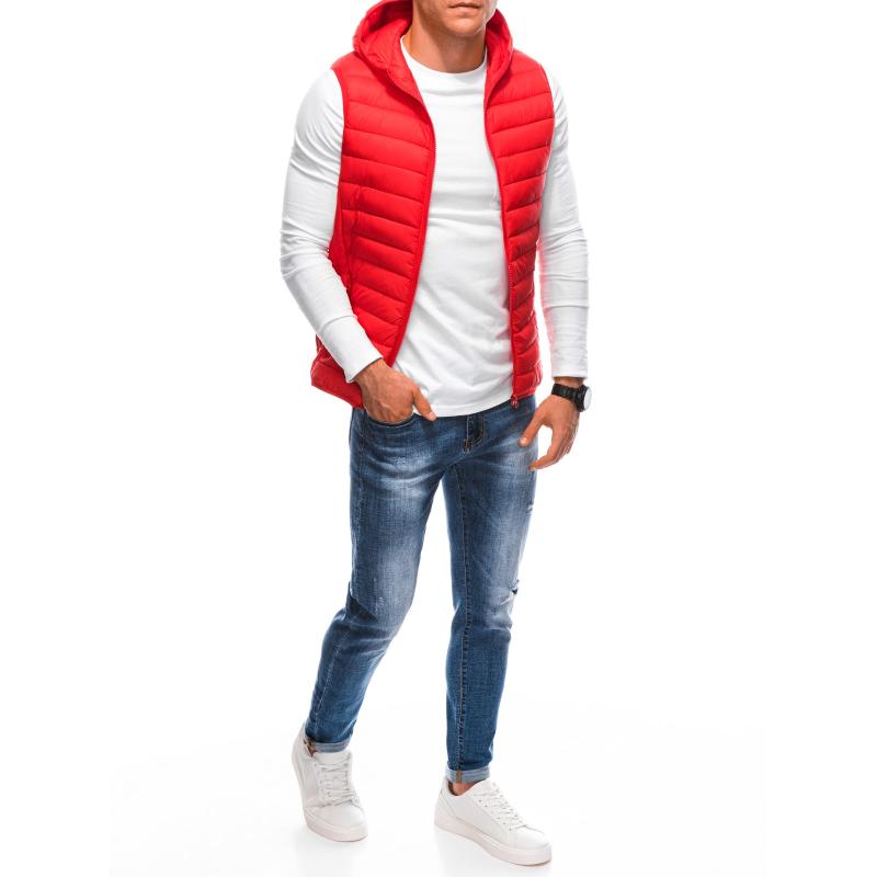 Pánská prošívaná vesta V61 červená