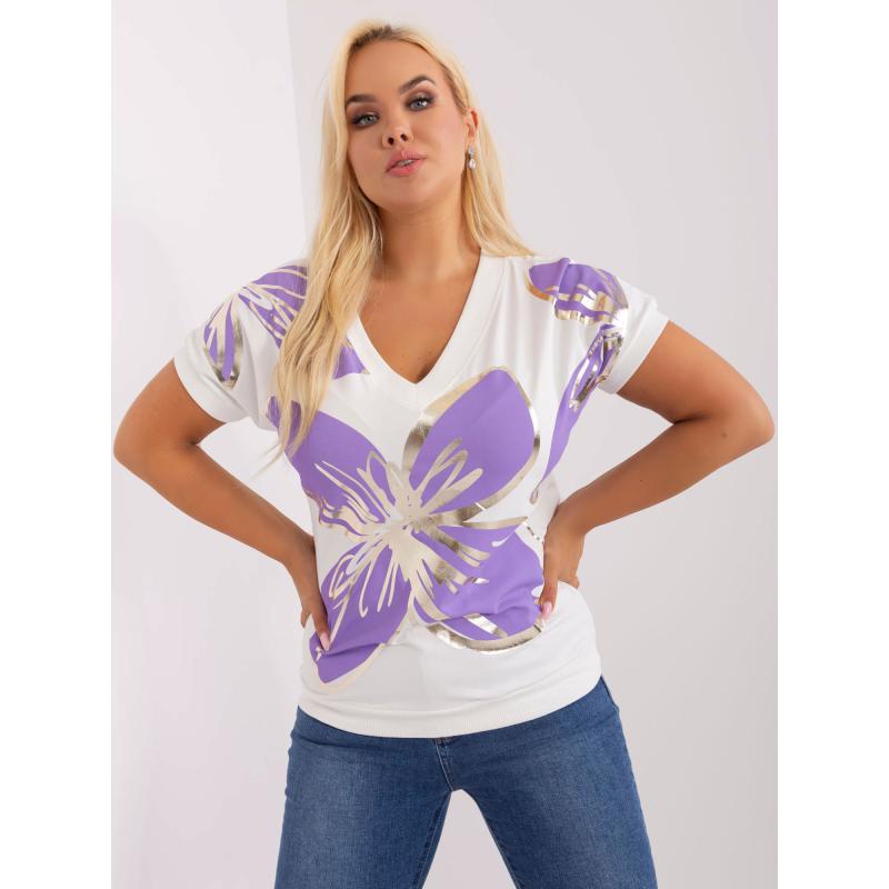 Női nyomtatott blúz plus size LEE ekrü-lila