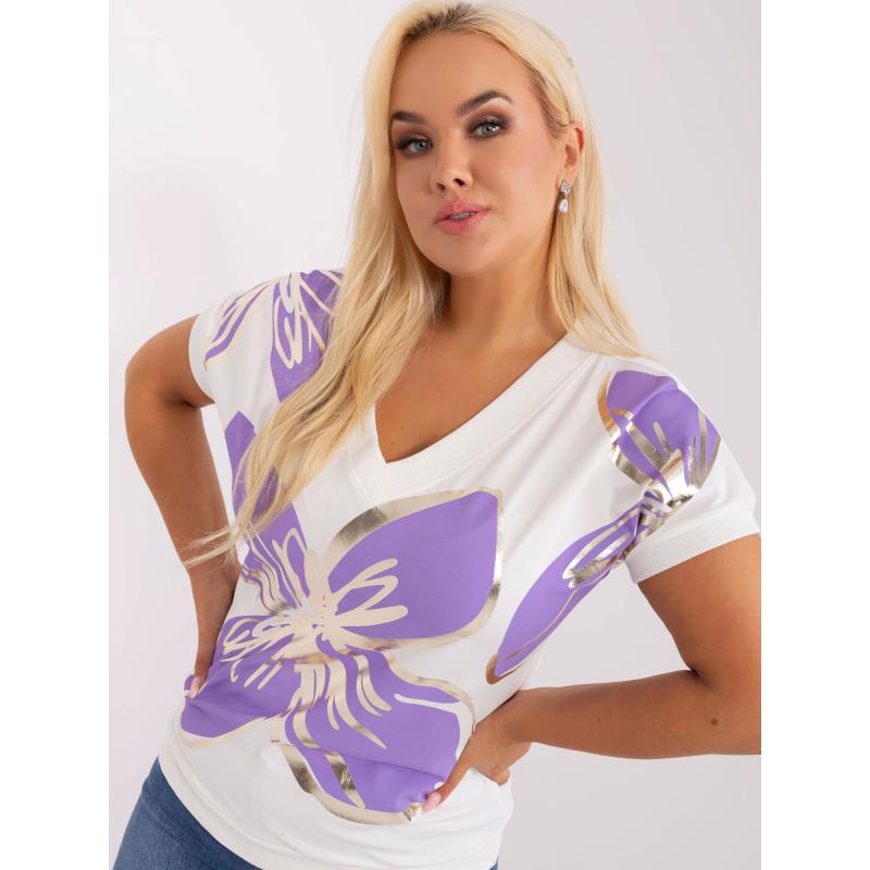 Női nyomtatott blúz plus size LEE ekrü-lila
