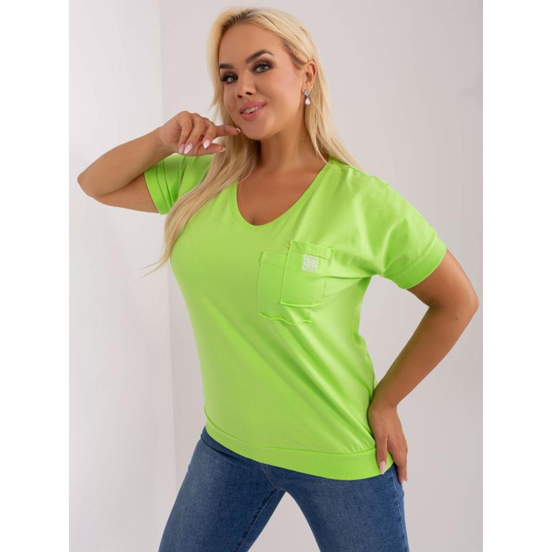 Dámská halenka s kapsou plus size REE světle zelená  