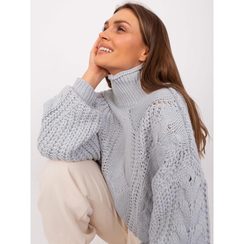 Női oversize kardigán garbóval ABBELIX szürke