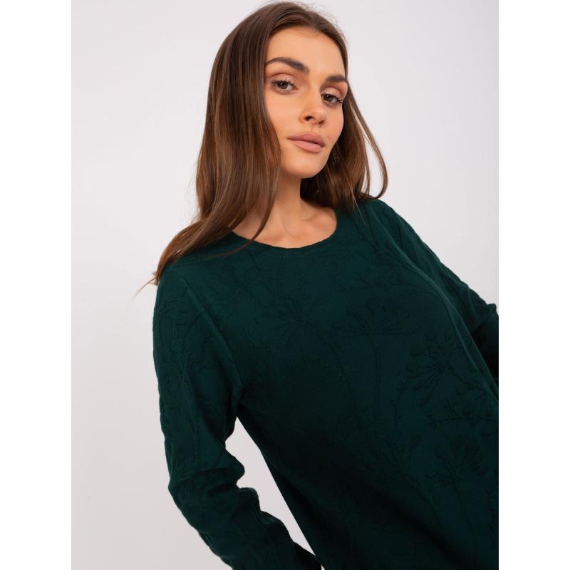 Dámský svetr s bavlnou ABONI tmavě zelený