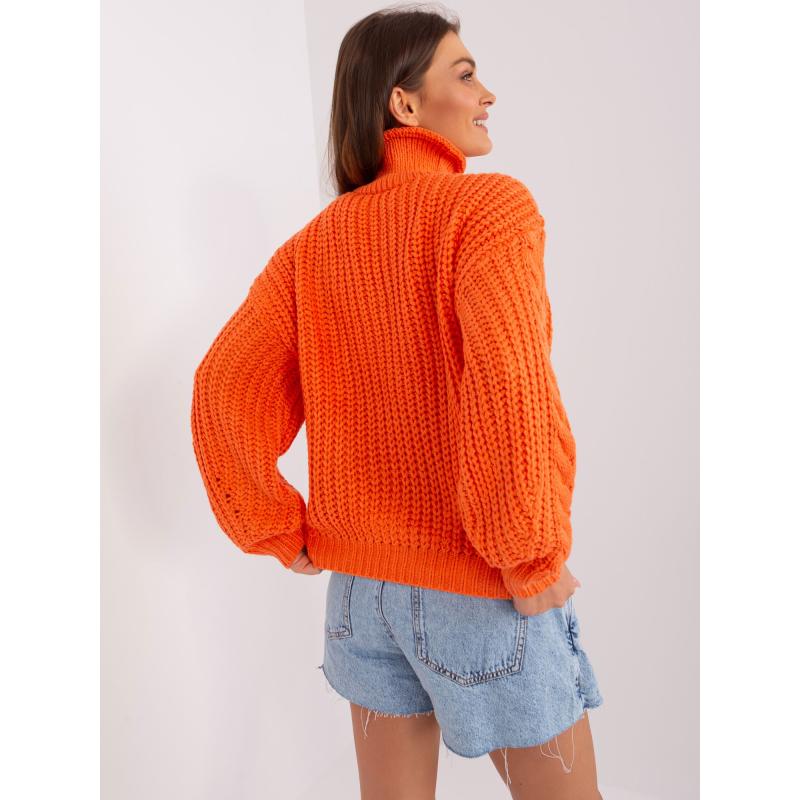 Dámský svetr s plédy oversize ABBEY oranžový