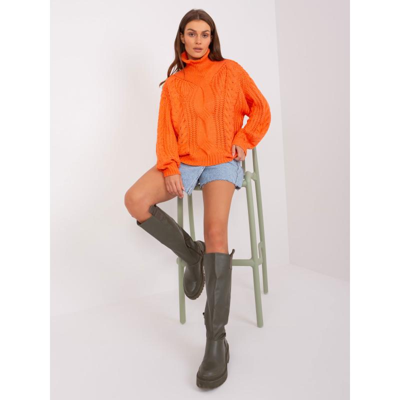 Dámský svetr s plédy oversize ABBEY oranžový