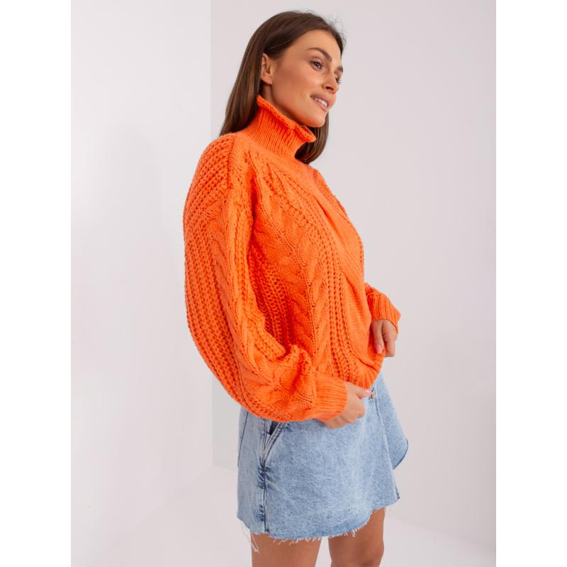 Dámský svetr s plédy oversize ABBEY oranžový