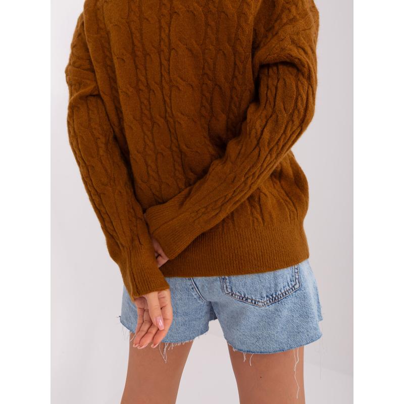 Dámský svetr s plédy ABBEY světle hnědý 