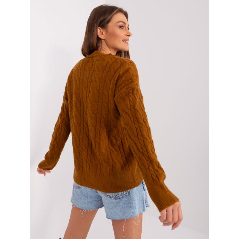 Dámský svetr s plédy ABBEY světle hnědý 