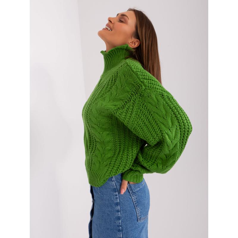 Dámsky nadrozmerný sveter s dlhým rukávom ABONI zelený