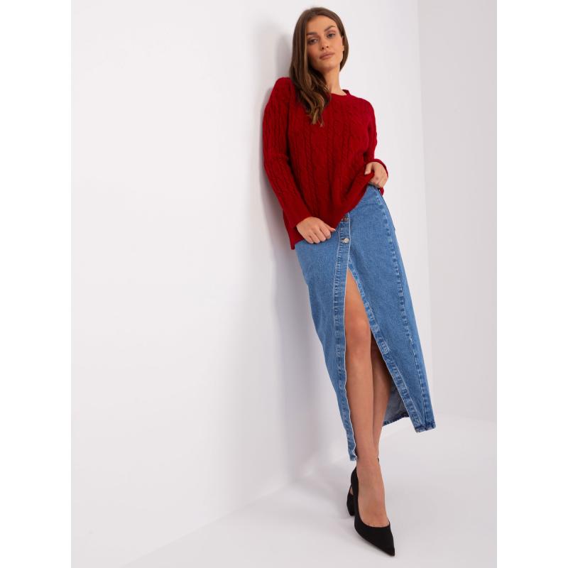 Női kockás hosszú ujjú pulóver ACROY burgundi