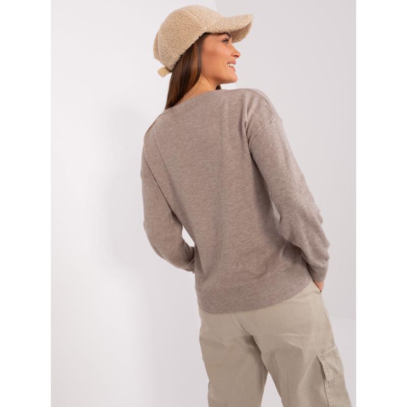 Női hosszú ujjú pulóver ACTION sötétbézs sötétbézs