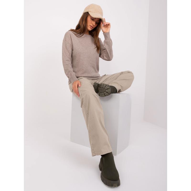 Női hosszú ujjú pulóver ACTION sötétbézs sötétbézs