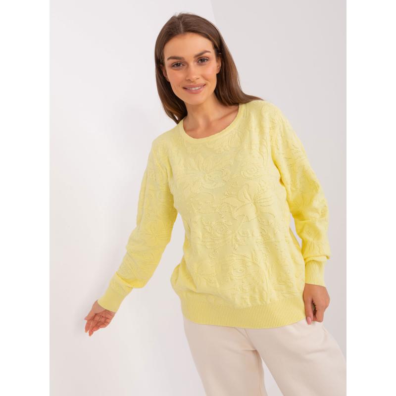 Dámský svetr s dlouhým rukávem ADALD světle žlutý 