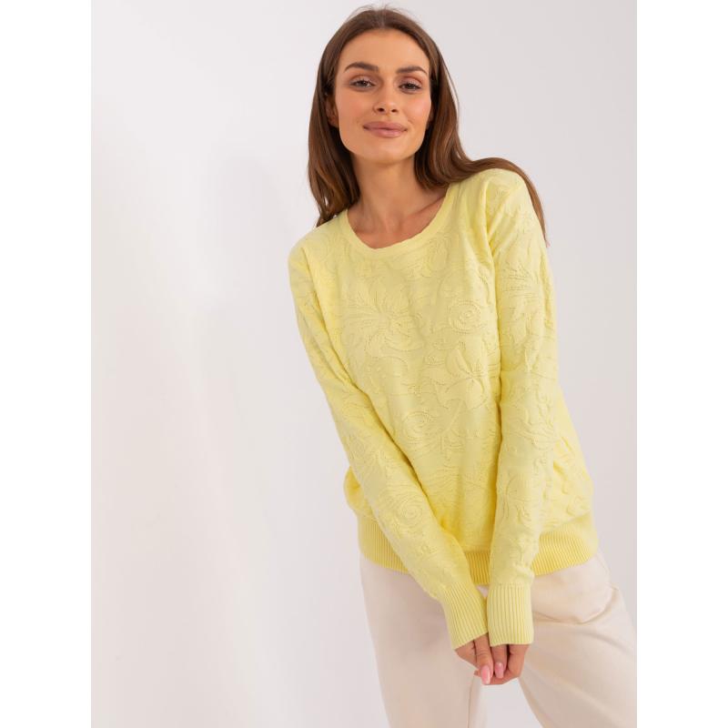 Dámský svetr s dlouhým rukávem ADALD světle žlutý 