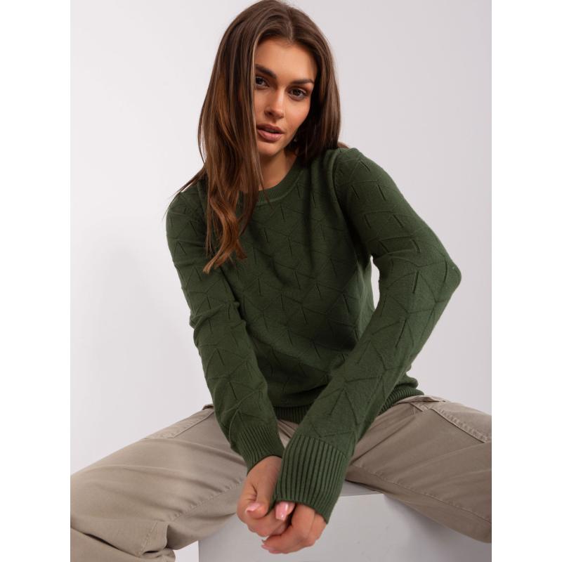 Női mintás pulóver ADEA khaki színű