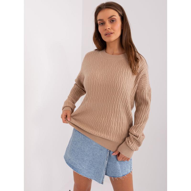 Dámský svetr s kulatým výstřihem ADIA béžový 