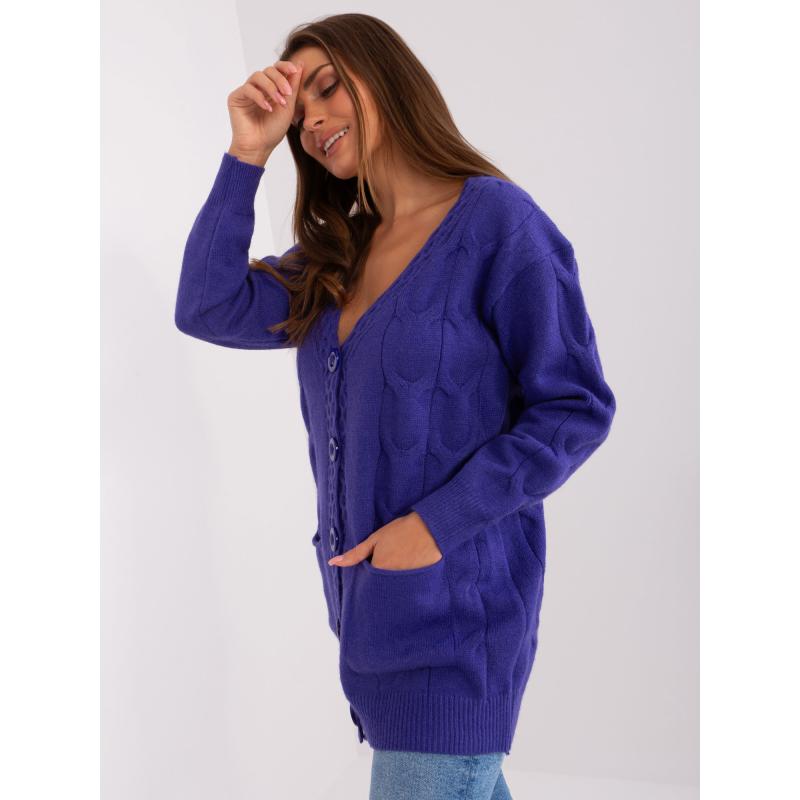 Dámsky veľký sveter na gombíky ADOR fialový