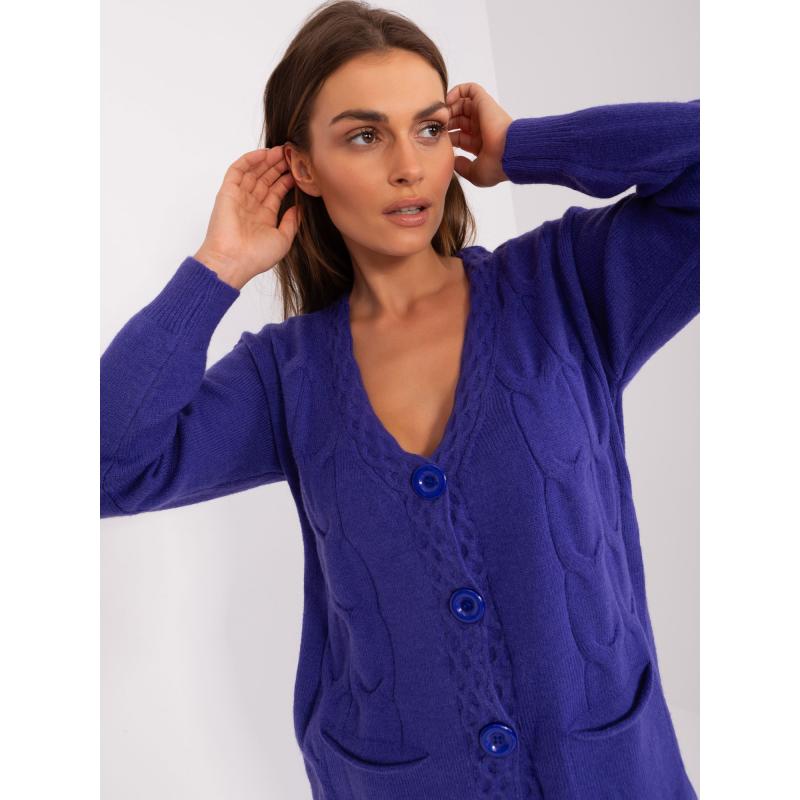 Dámsky veľký sveter na gombíky ADOR fialový