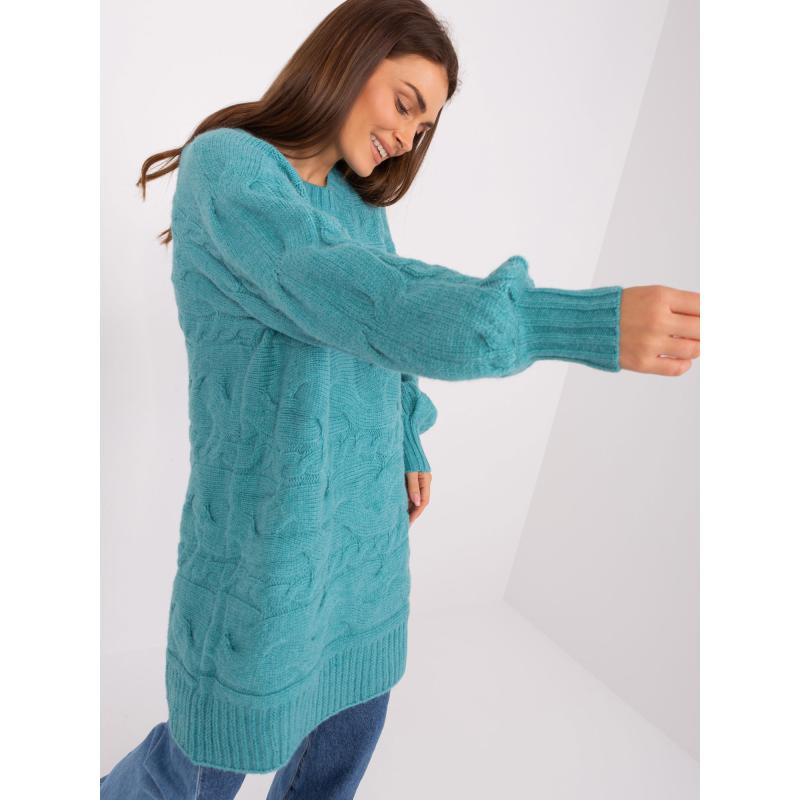 Dámské šaty pletené oversize AGIBA tyrkysové 