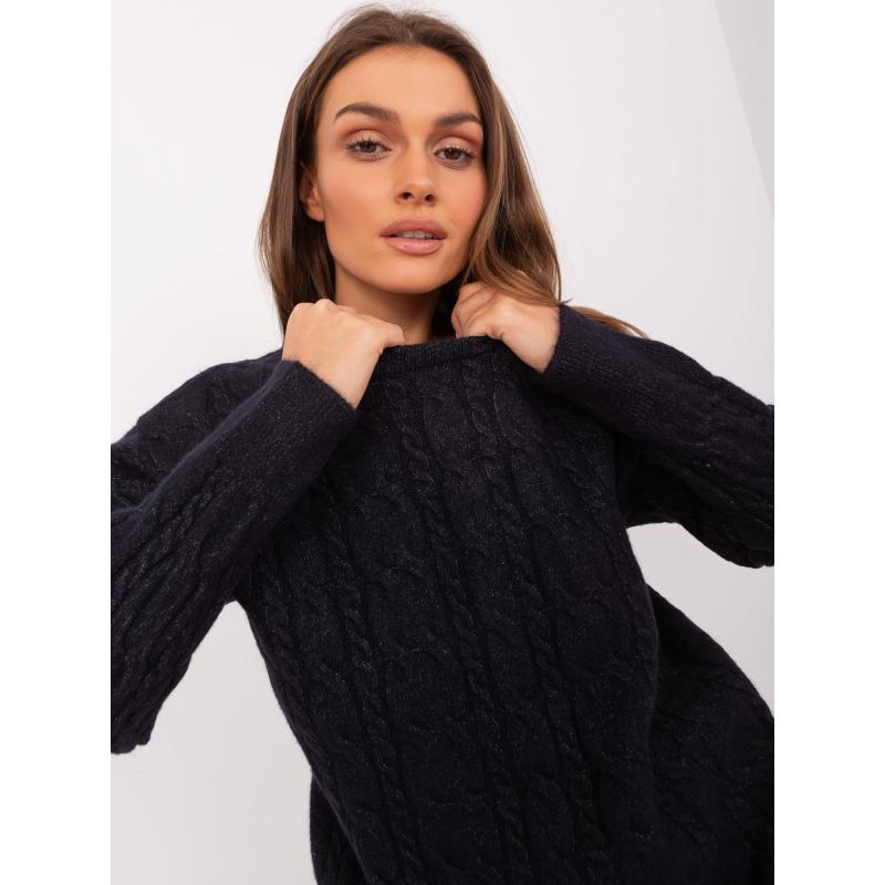 Dámský svetr s kostkami a dlouhým rukávem AJA černý 