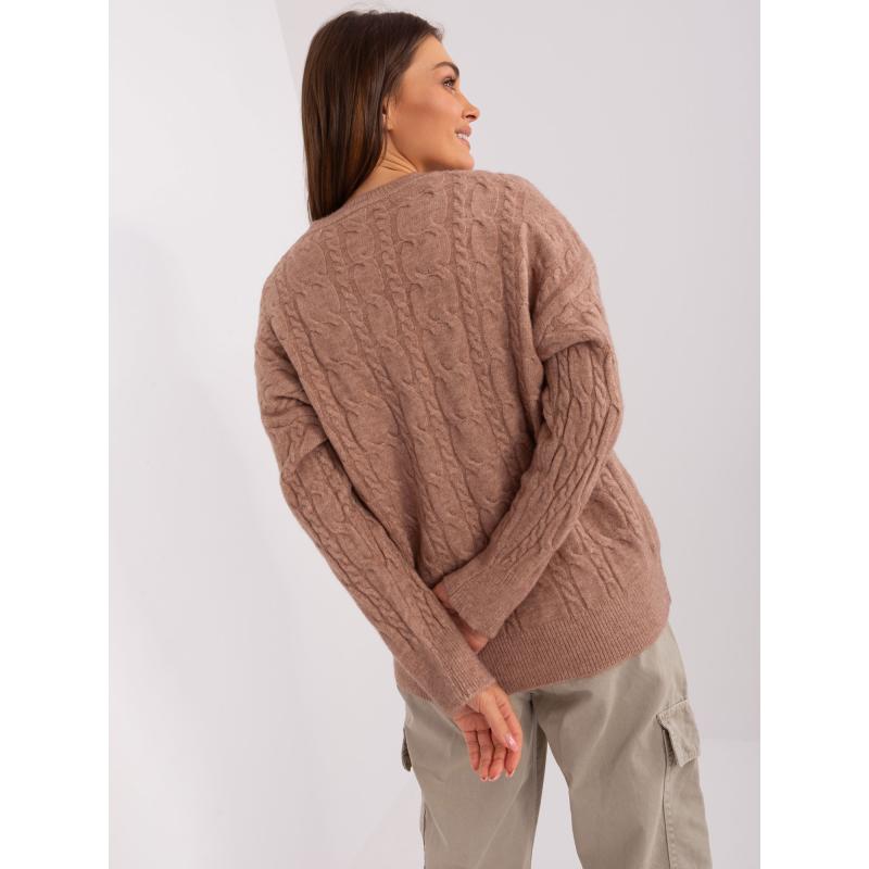 Dámský svetr s plédy AJSA tmavě béžový 