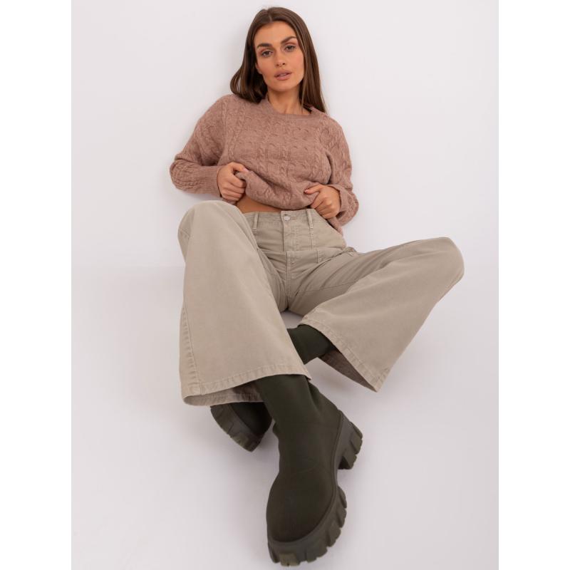 Dámský svetr s plédy AJSA tmavě béžový 