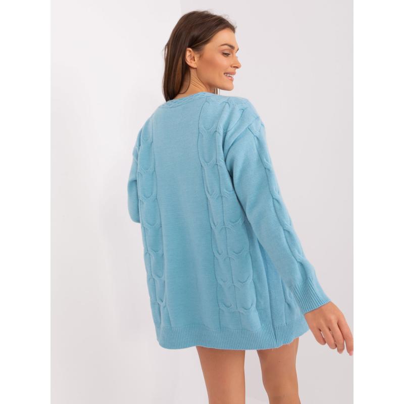 Dámsky sveter s vreckami AKON svetlomodrý