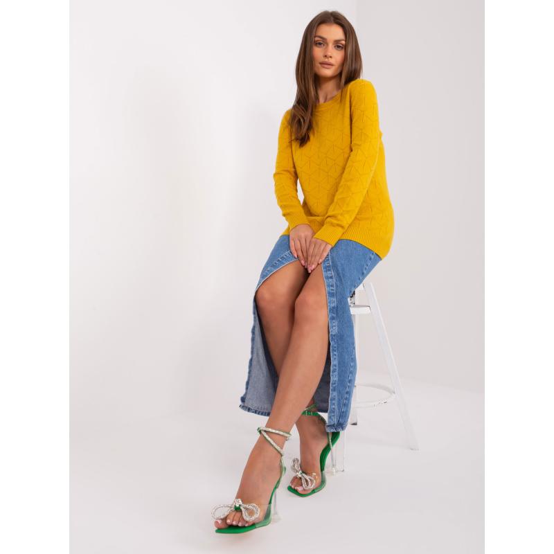 Dámský svetr s dlouhým rukávem ALBERTA tmavě žlutý 