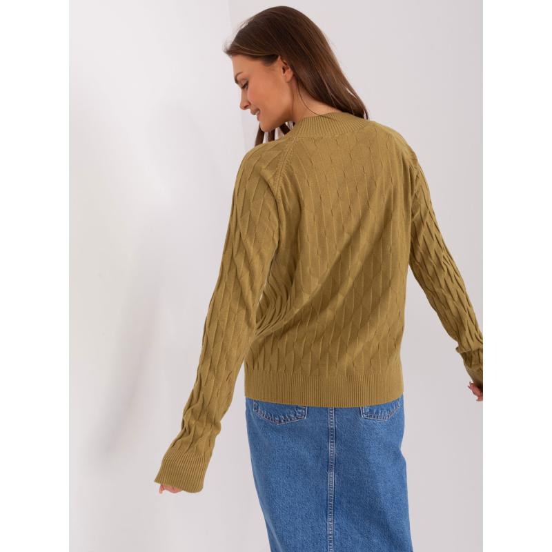 Dámský svetr s klasickým vzorem ALI olivově zelený 