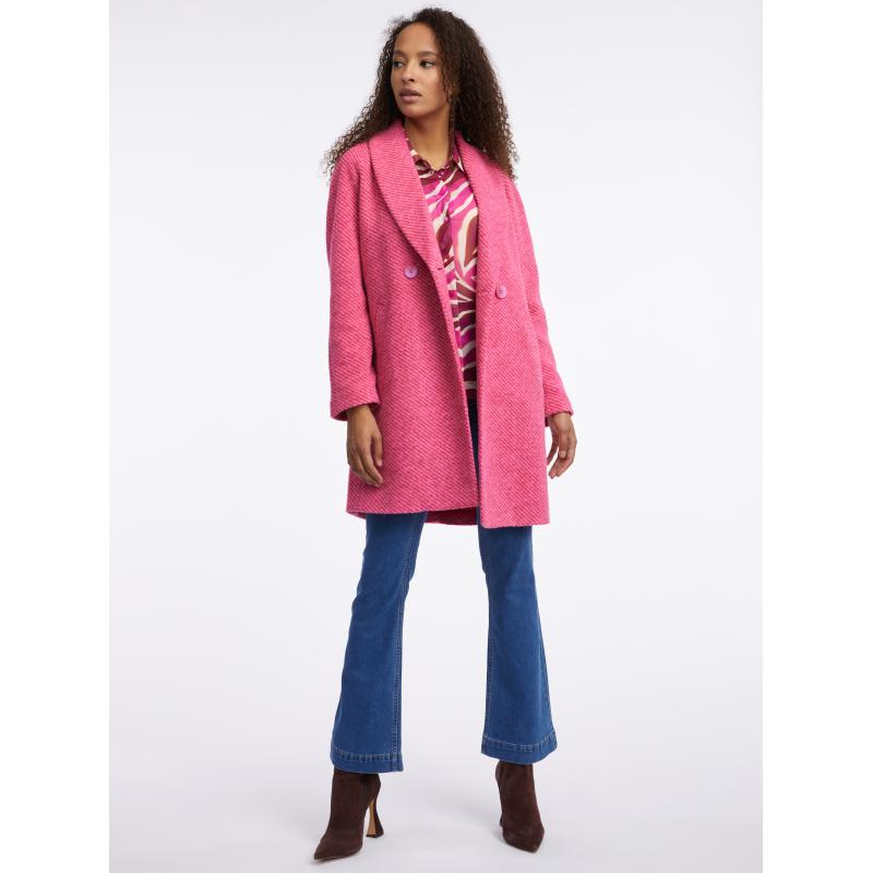 Sötét rózsaszín női kabát gyapjú keverékkel