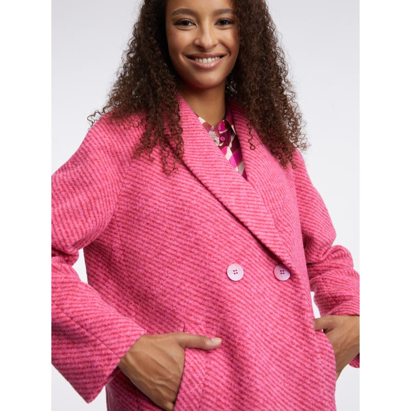 Sötét rózsaszín női kabát gyapjú keverékkel