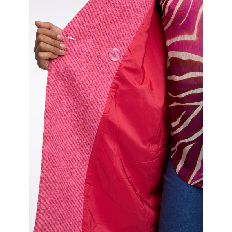 Sötét rózsaszín női kabát gyapjú keverékkel