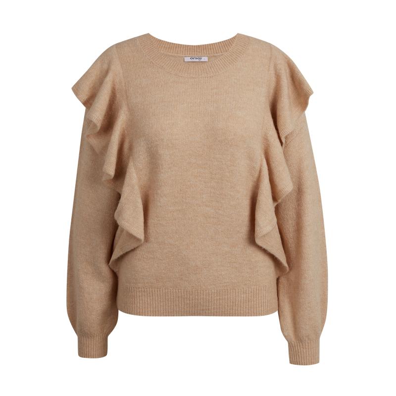 Bézs női kardigán fodrokkal