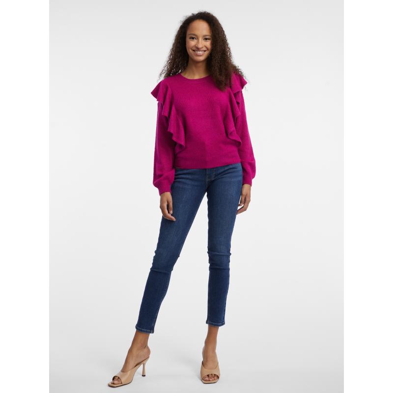 Tmavoružový dámsky kardigán s volánikmi