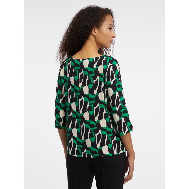 Zelená dámska vzorovaná blúzka