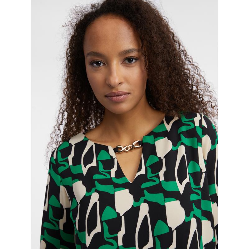Zelená dámska vzorovaná blúzka