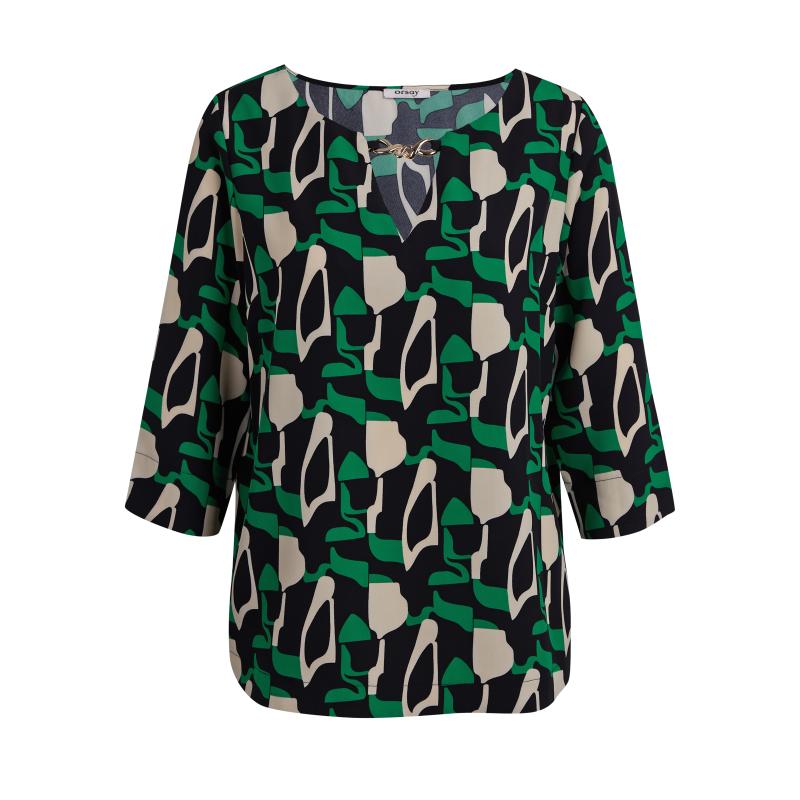 Zelená dámska vzorovaná blúzka