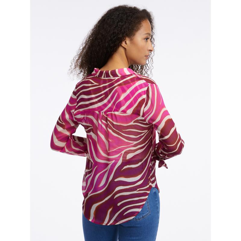 Ružovo-vínová dámska vzorovaná blúzka
