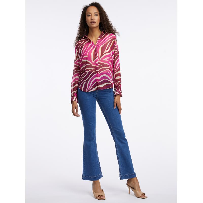 Ružovo-vínová dámska vzorovaná blúzka