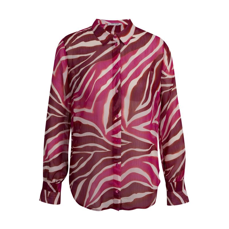 Ružovo-vínová dámska vzorovaná blúzka