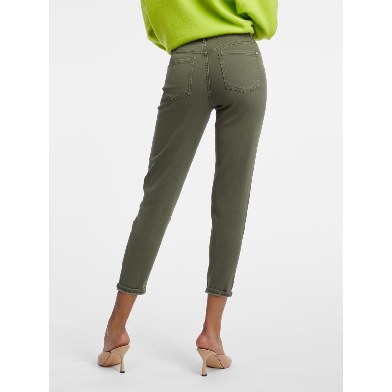 Zelené dámské zkrácené slim fit džíny