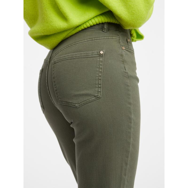Zelené dámské zkrácené slim fit džíny