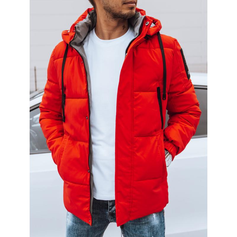 Férfi téli steppelt kabát piros