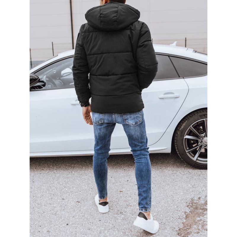 Férfi téli steppelt kabát fekete