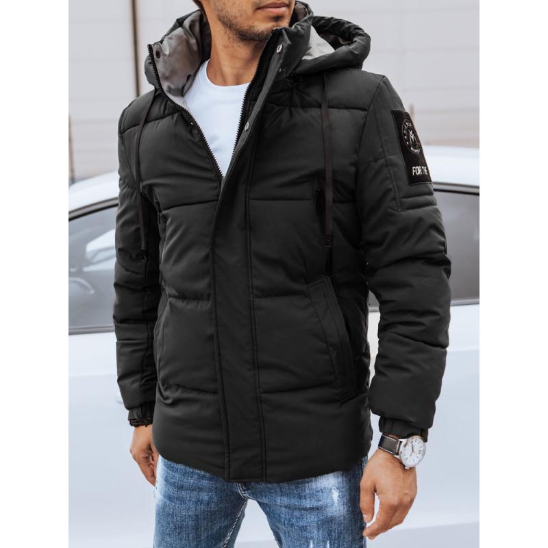 Férfi téli steppelt kabát fekete