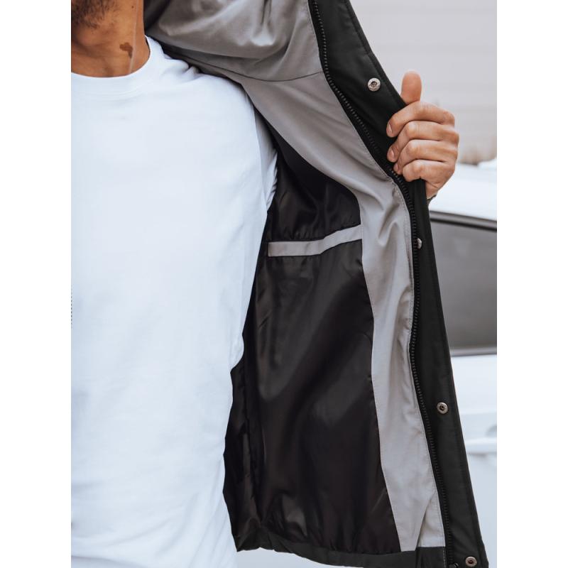 Férfi téli steppelt kabát fekete