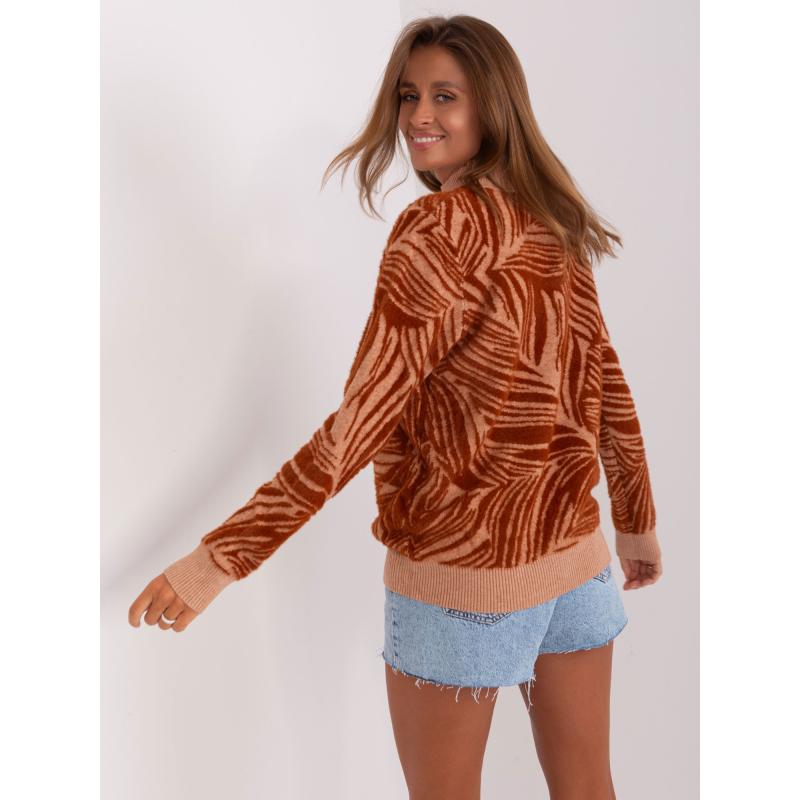 Dámsky sveter s rolákom a oversize strihom OLIVA svetlohnedý