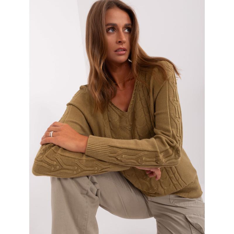 Dámsky károvaný sveter SANDA olivový