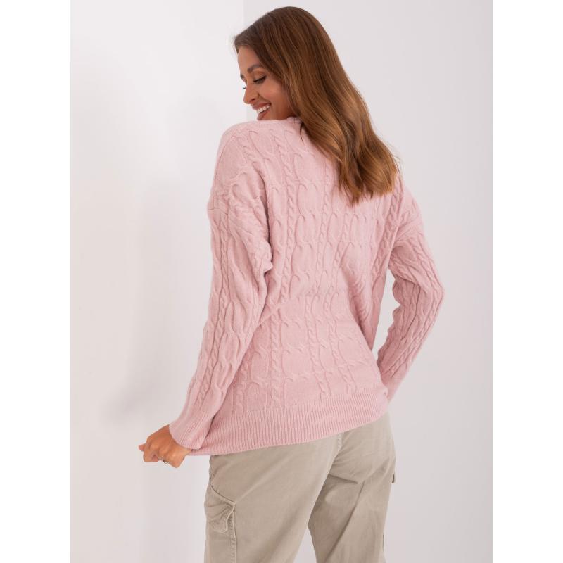 Dámsky sveter s károvaným vzorom BRADA svetloružový