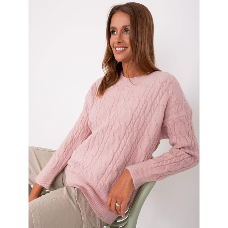 Dámsky sveter s károvaným vzorom BRADA svetloružový