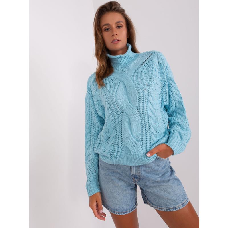 Női oversize kockás pulóver GEA világoskék